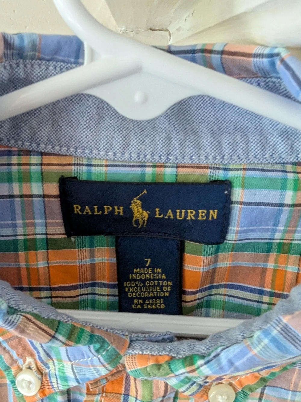 Ralph Lauren | Orange, Blue & Green Plaid Button-Down Shirt
